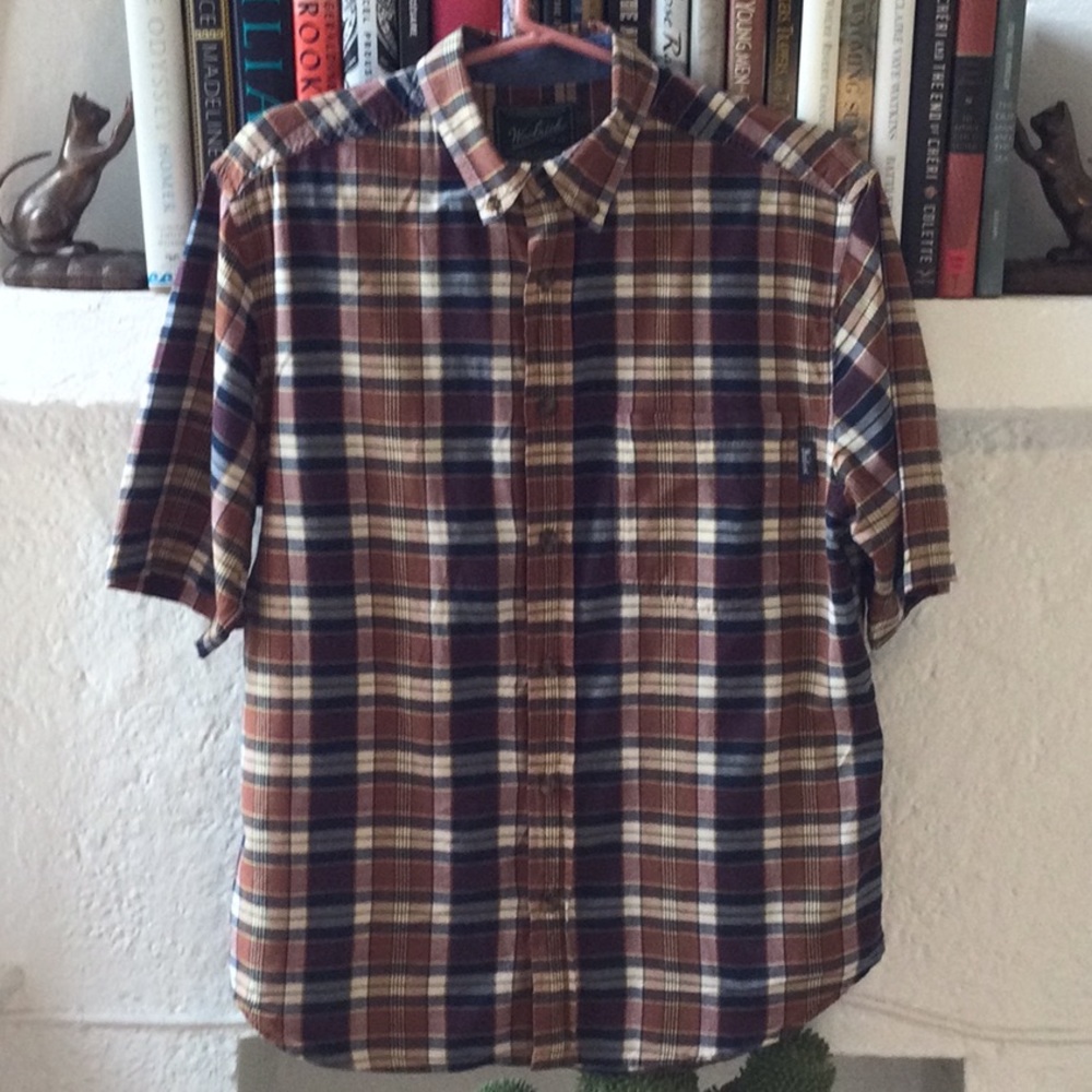 Woolrich Men’s Short Sleeve Plaid Buttondown Shirt M